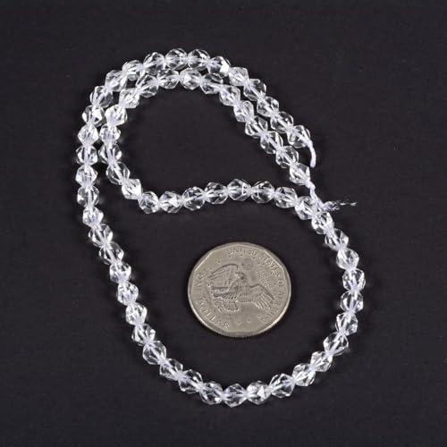 Clear Quartz 6mm Gemstone Triangle Faceted Round Loose Beads Strand 15.5" DIY Jewelry Making - color: Clear Quartz