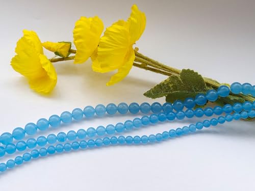 Stone Beads 6mm 140pcs Light Blue Chalcedony Beads Round Loose Gemstones Beads for Bracelet Necklace Jewelry Making (6mm, 60628 Light Blue Chalcedony) - color: Light Blue Chalcedony Beads, size: 6mm