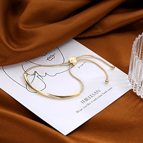 WOWORAMA Adjustable Slider Bracelets for Women Bar Friendship Bangle Bracelet for Women Gold/White Gold/Rose Gold Bolo Bracelet - color: Twist Bar-Gold