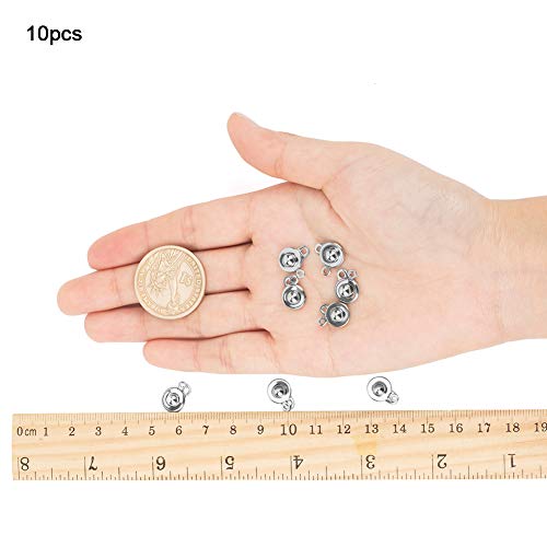PH PandaHall 10 Sets 304 Stainless Steel Snap Button Clasps Ball & Socket Snap Clasps Fastener Clasp for Necklace Bracelet DIY Craft - color: Stainless Steel Color