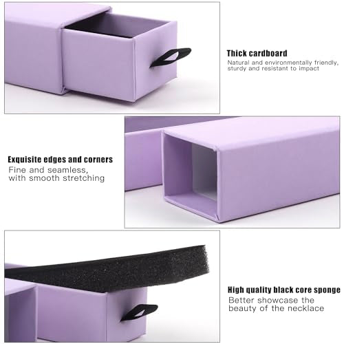 Lainrrew Jewelry Gift Box, Luxury 12-Pack Jewelry Gift Box Velvet-Lined, Compact Drawer Style for Earrings & Rings, Stylish Necklace Bracelet Organizer, 8.3x1.8x1.4 Inches (Purple) - color: Purple