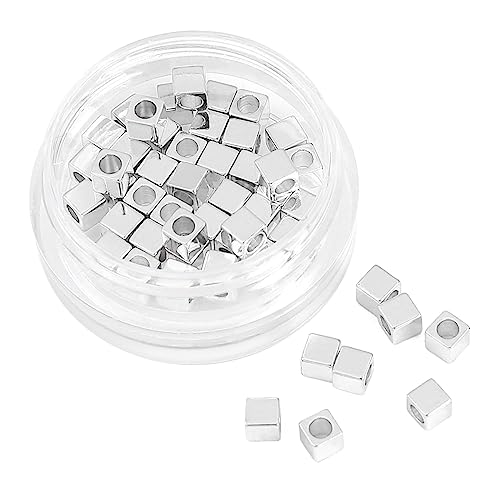 BEADIA Silver Plated Cube Spacer Beads Right Angle 3x3mm 50pcs for Jewelry Making Findings Non Tarnish - color: Silver, size: 3x3mm Right Angle Cube