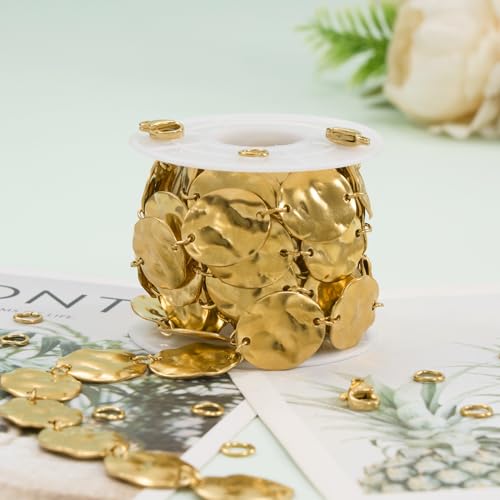 UMAOKANG 2 Meters Gold Oval Chain for Jewelry Making Stainless Steel Link Chains on Spool with Jump Rings Lobster Clasps - color: Gold Middle Oval