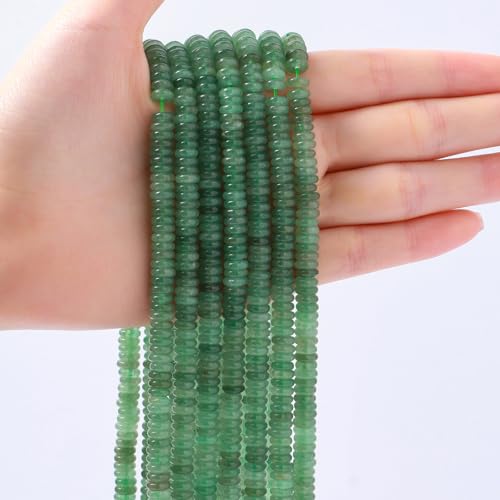 Natural Green Aventurine Disk Stone Spacer Beads 6x2mm 38cm/str Flat Rondelle Loose Semi Gemstone Caps for Making Bracelets Necklace - color: Green Aventurine