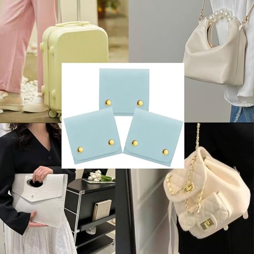3Pcs Microfiber Jewerly Rolls Small Jewelry Bags for Jewelry Gift Bags Jewelry Organizer Pouch with Double Snap Button for Jewelry Travel Jewelry Pouch, 3"x3"(Light Blue) - color: Light Blue