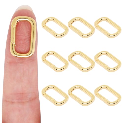 10PCS Jewelry Clasps Oval Clasps for Jewelry Making, 18K Gold Necklace Clasp and Closures, Spring Ring Clasp Carabiner Clip for Necklace Bracelet Pendant DIY (Gold-M) - color: Gold, size: Medium2-0.75" x 0.47" x 0.11"