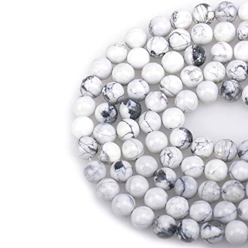 LPBeads 100PCS 8mm Natural White Howlite Beads Gemstone Round Loose Beads for Jewelry Making with Crystal Stretch Cord - color: Howlite