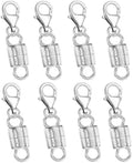 Dailyacc 925 Silver Lobster Magnetic Necklace Clasps and Closures Safety Sterling Silver with 14K Gold Jewelry Converters for Bracelets Chain Extender - color: 8PCS Silver