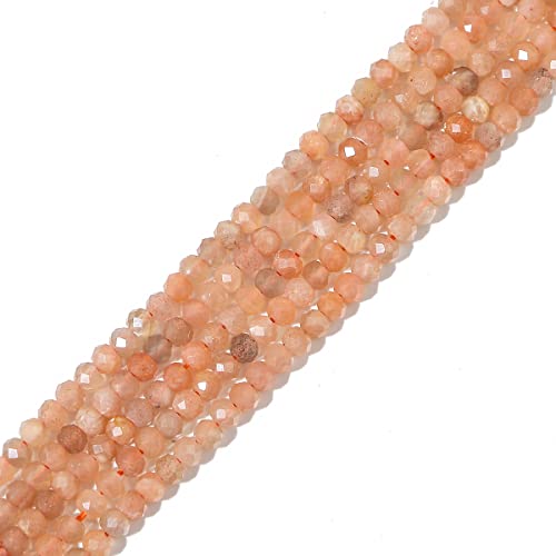 BEADIA Natural Sunstone Beads 4x2mm 120pcs Faceted Rondelle Loose Semi Gemstone Beads for Jewelry Making Design - color: Sunstone