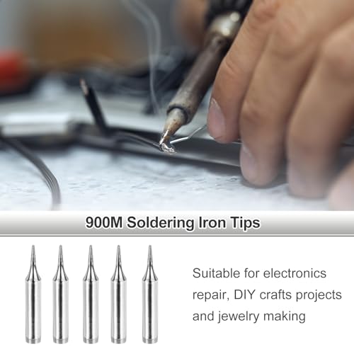 MECCANIXITY Pack of 10 900M Solder Tips Internally Heated Soldering Tips with Cleaning Sponge Pad Replacement Welding Accessories Kit for Electrical Solder Station Tip (900M-T-1C) - style: 900M-T-1C