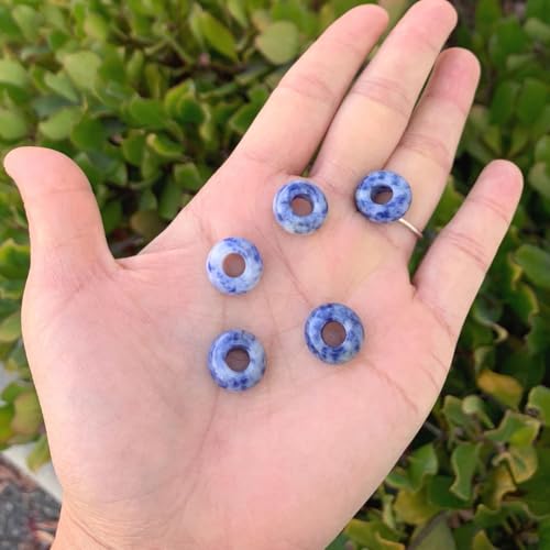 Adabele 30pcs Natural Chinese Sodalite Gemstone 8x14mm Donut Rondelle Beads Large Hole ID 5.6mm for DIY Craft Jewelry Making GW-A10 - color: Chinese Sodalite, size: 14mm x 8mm - 30pcs
