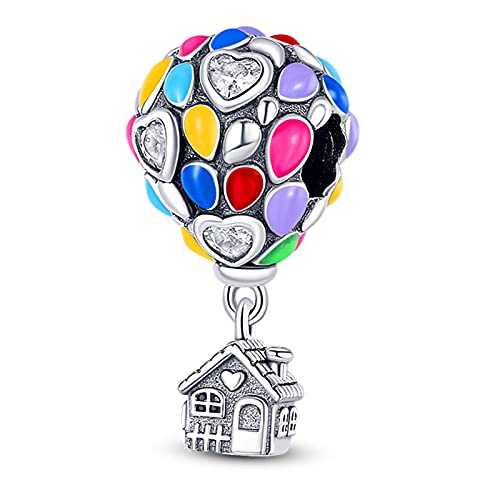 MULA 925 Sterling Silver Charms for Bracelets and Necklaces Lipstick and Bag Dangle Pendants Tower Camera Beads Jewelry Charms for Women - color: Colorful Hot Air Balloon