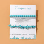 Healing Crystal Bracelets for Women 2 PCS 6mm Natural Stone Bracelet Stretch Crystal Beaded Bracelets Handmade Gemstone Bracelet Jewelry Gifts Christmas Gifts for Women Girls - style: turquoise