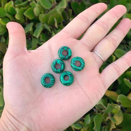 Adabele 10pcs Lab Created Green Malachite Gemstone 8x14mm Donut Rondelle Beads Large Hole ID 5.6mm for DIY Craft Jewelry Making GW-A8 - color: Lab Created Malachite, size: 14mm x 8mm - 10pcs