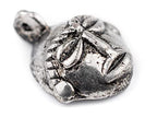TheBeadChest Round African Silver Mask Pendant (21x27mm): Genuine West African Mask Design for DIY Jewelry & Necklaces - color: Silver, size: Extra Small (21x27mm)