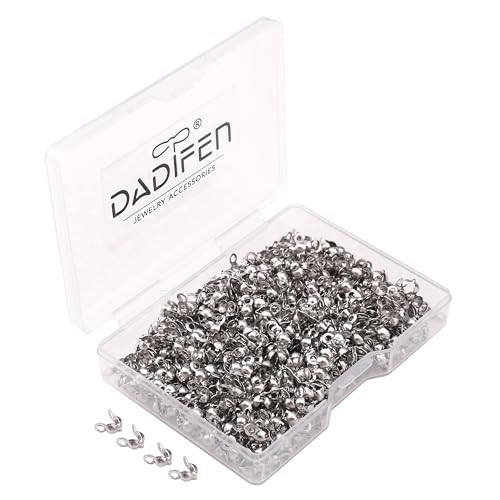 304 Stainless Steel End Caps 3.2x6.3mm 500pcs Knot Covers for Jewelry DIY Making and Repairing - color: End Caps, size: 3.2x6.3mm