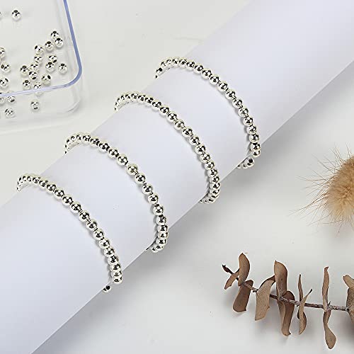 1200 Pcs Silver Plated Smooth Round Metal Beads - Spacer, Crimp, Clamp End Stopper Beads 4 mm for Jewelry Making - color: Silver 4mm 1200 Pcs