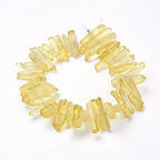 FASHEWELRY 1 Strand Natural Quartz Crystal Points Loose Beads Light Khaki Flat Heishi Gemstone Loose Beads for DIY Jewelry Making - color: Light Khaki