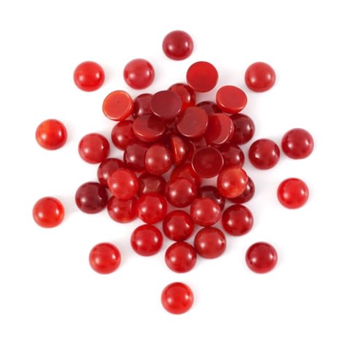 Fashewelry 50Pcs Natural Carnelian Cabochon Stone Half Round Beads 8mm Flat Back Gemstone Chakra Healing Crystal Dome Cover Cabs for Jewelry Making - color: 7-Carnelian, size: 8x4mm