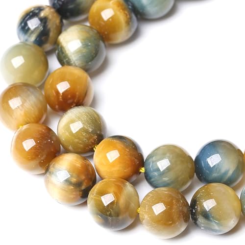 8MM Dream Blue Tiger Eye Stone Beads Natural Gemstone Round Loose Beads for Jewelry Making Bracelet Necklace 90pcs 2 Strands 32" - color: Dream Blue Tiger Eye, size: 8mm