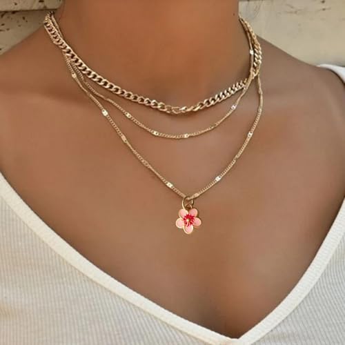 Xeahung 20 Pcs Double Sided Flower Charms Bulk for Jewelry Making Gold Flower Pendant for Bracelet Necklace Earrings Keychain DIY Crafts Crafting Christmas Birthday Gifts - color: Pink