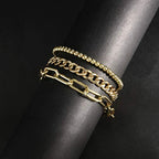 Waterproof Gold Chain Bracelet For Women Non Tarnish,14K Gold Plated Link Dainty Bracelets Stake Layered Bracelet Set Hypoallergen Gold Jewelry - color: Style-6
