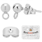 Beebeecraft 1 Box 100Pcs Ball Studs for Jewelry Making 925 Sterling Silver Plated 304 Stainless Steel Post with Loop Dangle Earring Findings Ear Backs DIY Supplies - color: Silver, size: 5mm Ball