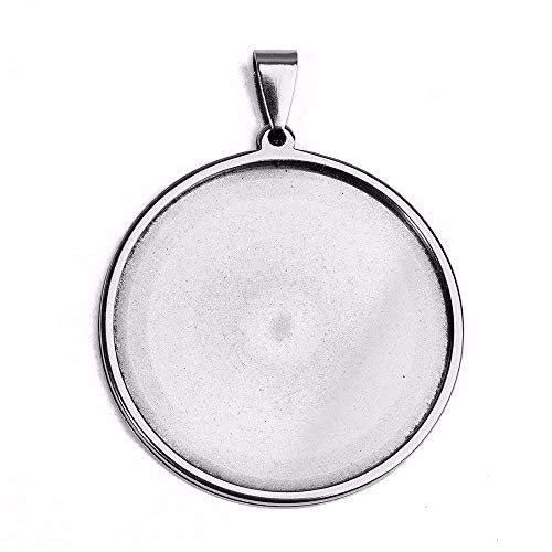 SHUNAE 10pcs stainess Steel cabochon Base Setting 20mm 25mm 30mm Round Cameo Pendant Trays DIY Jewelry Blank Bezel for Necklace Making (30mm) - size: 30mm silver