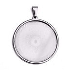SHUNAE 10pcs stainess Steel cabochon Base Setting 20mm 25mm 30mm Round Cameo Pendant Trays DIY Jewelry Blank Bezel for Necklace Making (30mm) - size: 30mm silver