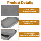 12 Pcs Velvet Jewelry Tray, Blank Stackable Drawers Organizer, Jewelry Display Tray for Beads Bracelets Necklaces Earrings Storage (Gray) - color: Gray