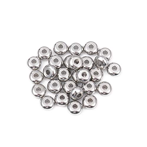 BEADIA Stainless Steel Spacer Beads 8x4mm Rondelle Loose Charm Caps Beads for DIY Jewelry Making 50pcs with 2.5mm Hole - color: 8x4mm 2.5mm
