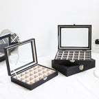 Wudygirl 24 Grid Jewelry Box Velvet Jewelry Organizer with Clear Lid Ring Holder for Drawers Earring Holder Organizer Ring Storage Jewelry Display Case for Women Girls (Beige) - style: Black Beige 24 Grid