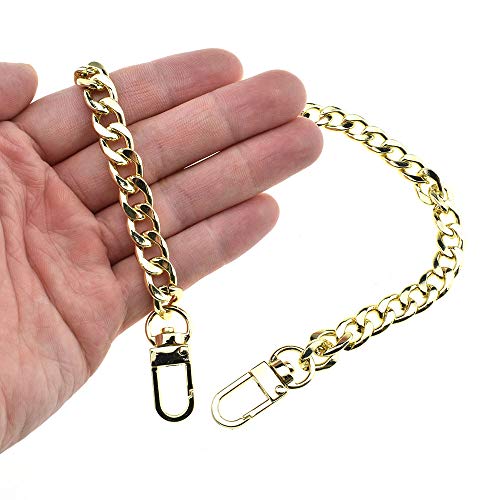 HAHIYO Purse Chain Strap 23.6 inches Light Gold for Shoulder Cross Body Sling Purse Handbag Clutch Replacement Comfortable Flat 0.4' Wide Enough 2.4mm Extra Thick Metal 1 Pack - size: Light Gold 23.6 inches