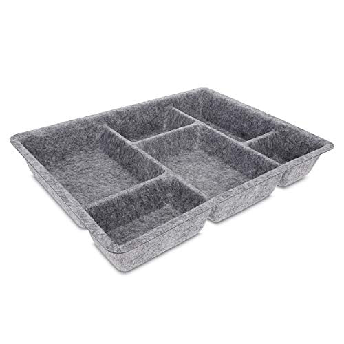 Navaris Felt Drawer Organizer Tray - Tidy Desk Drawers, Office Supplies, Jewelry, Cosmetics, Small Personal Items and Accessories - Gray - color: Grey