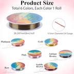 Beebeecraft 24 Gauge Copper Jewelry Wire, 158 Feet 6 Colors Beading Craft Wire Round Tarnish Resistant Bendable Flexible Metal for Jewelry Making Supplies