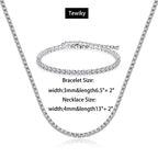 Tewiky Layered Necklaces for Women Non Tarnish- Chunky 14k Gold Plated Herringbone/Snake/Rope/Box/Cuban Link Chain for Women Waterproof Layering Stack Choker Necklace Trendy Dainty Tarnish Free Jewelry Set - color: Tennis Necklace Set Silver