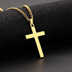 Cross Necklace for Men Silver Premium Alloy Solid Color Cross Pendant Necklace for Men Women Teens - color: Glod-20inch