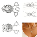 Layering Necklace Clasp, 14k Silver, Necklace Separator, Necklace Layering Clasps for Women's Tangle Free Safety Jewelry Locking Clasp Converter Chain Extender (2 PCS)