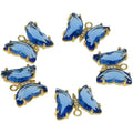 Crystal Zirconia Gold Plated Brass Charms for Jewelry Making Bracelet Necklace Earring Pendant Craft Supplies DIY Accessories - color: Butterfly-Blue-5Pcs