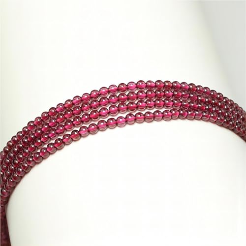 MJDCB 320pcs Natural Small Stone Beads 2mm Red Garnet Round Smooth Loose Gemstone Bead for Jewelry Making Bracelets Earrings Necklaces Accessories - color: Red Garnet