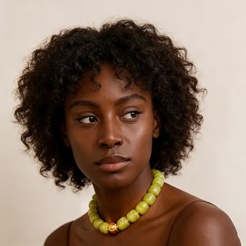 Colorful Beaded Choker Necklace for Women Boho Large Square Acrylic Beaded Necklace Adjustable Surfer Beach Strand Necklces Summer Jewelry Accessories - color: Green