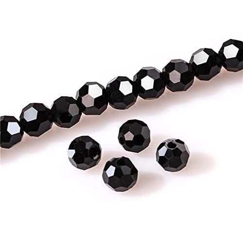300PCS 4mm Jet Black Faceted Round Roundel Glass Beads for DIY Crafts - color: Jet Black, size: 4mm/300pcs