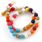 Perlin Turquoise Gemstone Strand Beads 8 mm Stone Mixed Colour Set Ball Bead Strand Bead Necklace Gemstone Beads with Hole for Threading Jewellery Chain Bracelet