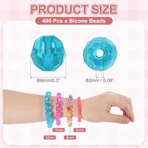 MECCANIXITY 400pcs Czech Faceted Bicone Beads 8mm Glass Spacer Bead Bulk for Jewelry Making & DIY Craft, Deep Lake Blue - color: Deep Lake Blue