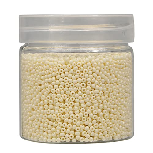 Bala&Fillic Size Almost Uniform 12/0 Round Seed Beads About 10000pcs /110 Grams in Box Beige Color 2mm Small Glass Seed Beads for Jewelry Making, Hole 0.6mm (Beige) - color: Beige