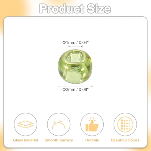 uxcell 2000 Pcs Glass Seed Beads Bulk, 2mm Mini Glass Bugle Beads for DIY Earrings, Necklaces, Bracelets, Jewelry Making, Light Green - color: Light Green, size: 2mm