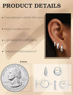 ORAZIO Small Gold Hoop Earrings for Women Hypoallergenic 14K Gold Plated Chunky Huggie Earring Sets for Multiple Piercing Dainty Earing Stacks Set Cute Silver Cartilage Jewelry Trendy Gifts - style: Silver Plated-Classic