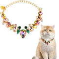 HOWWFALY Dog Collar and Cat Collar Gold Chain Necklace Stainless Steel Adjustable Yellow Diamonds Collar with Cute Pet Paw for Small Medium Pets Cats Dogs Kitten Puppy - color: Muti, size: Large