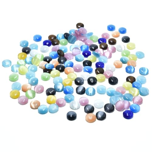 48pcs 8mm Mixed Colors Cat's Eye Coin Stone Loose Gemstone Beads Semi-Precious Craft Supplies for DIY Jewelry Making - color: Coin8mm Mixed Colors