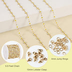 SMYHTGLIF 9.8 Feet White Flower Chain Bulk Stainless Steel Daisy Chain for Jewelry Making Gold Craft Jewelry Findings - color: White Gold